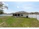 Spacious backyard featuring a well-maintained lawn, screened porch, and a secure fence, perfect for outdoor activities at 3642 Fantasy Way, Brooksville, FL 34604