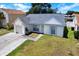 An aerial of the home displaying its neat landscaping, light blue shutters and roof at 4307 Shadberry Dr, Tampa, FL 33624