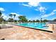 Community swimming pool with plenty of lounge chairs, umbrellas, and palm trees at 4307 Shadberry Dr, Tampa, FL 33624