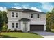 Charming two-story home featuring a pristine lawn, complemented by a two-car garage and inviting front entrance at 9941 Surrey Rose Dr, San Antonio, FL 33576
