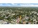 An aerial view of a vacant lot in a residential neighborhood with mature trees and clear skies above at 1201 35Th N Ave, St Petersburg, FL 33704