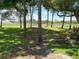Spacious backyard featuring mature trees and a well-maintained lawn at 303 Meadow Ln, Oldsmar, FL 34677