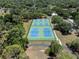 A set of tennis courts surrounded by large trees next to a walking trail at 60 Lakeview Ct, Palm Harbor, FL 34683