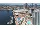 Incredible aerial of the Tampa Convention Center with water views and recreational activities nearby at 612 Arbor Lake Ln, Tampa, FL 33602