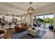 Spacious living room featuring an open layout, comfortable seating, and access to a patio and pool area at 6909 Crestpoint Dr, Apollo Beach, FL 33572