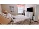 Cozy bedroom featuring a comfortable bed with decorative pillows, a TV, and ample natural light at 834 Tremont Greens Ln # 137, Sun City Center, FL 33573