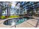 Sparkling pool within screened enclosure offering panoramic views of the lake and lush landscaping at 18258 Wayne Rd, Odessa, FL 33556