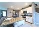 Well-lit kitchen featuring a large island with breakfast bar and modern stainless steel appliances at 10826 Trailing Vine Dr, Tampa, FL 33610