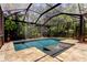 Beautiful in-ground screened pool with tanning ledge, mature landscaping and travertine decking at 11606 Quiet Forest Dr, Tampa, FL 33635