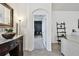 Hallway leading to an office with a modern design at 12517 Nantahala Run, Parrish, FL 34219