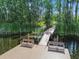 Scenic view of a dock with benches overlooking the water, surrounded by trees at 1624 Lullwater Ln, Lutz, FL 33549