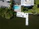 Aerial shot of the community pool and dock by the water at 1859 Shore S Dr # 202, South Pasadena, FL 33707