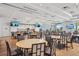 Spacious dining area with multiple tables and chairs, perfect for large gatherings and events at 19183 Coastal Shore Ter, Land O Lakes, FL 34638