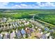 Aerial view of residential homes surrounded by lush greenery and waterways at 20106 Bending Creek Pl, Tampa, FL 33647