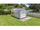 Storage shed in a well-maintained backyard at 22852 Fern Ct, Land O Lakes, FL 34639