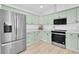 Stylish kitchen featuring light green cabinetry, stainless steel appliances, and modern countertops at 2807 57Th S St, Gulfport, FL 33707