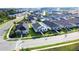 Aerial view showcases a new suburban neighborhood with orderly streets and houses against a clear blue sky at 28547 Hillcrest Valley Blvd, Wesley Chapel, FL 33543