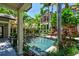 Captivating backyard pool area with lush foliage, a covered patio, and beautiful exterior home view at 3112 W Wallcraft Ave, Tampa, FL 33611