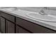 Bathroom vanity featuring double sinks and dark wood cabinets for a sleek look at 3446 Suncoast Plains Dr, Odessa, FL 33556