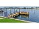 Private boat dock on the water, showcasing a wooden walkway and scenic views at 4099 Pompano Se Dr, St Petersburg, FL 33705