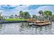 Picturesque view of the waterfront property featuring a private dock, perfect for boating and enjoying the serene surroundings at 4099 Pompano Se Dr, St Petersburg, FL 33705