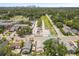 Aerial view displaying proximity to school, parking, and city skyline at 419 W Osborne Ave, Tampa, FL 33603