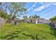 Enjoy outdoor living in this spacious backyard featuring lush green grass and mature shade trees at 4321 Sunrise S Dr, St Petersburg, FL 33705