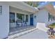 Inviting porch with stylish blue chairs and decorative tile, enhancing curb appeal at 4321 Sunrise S Dr, St Petersburg, FL 33705