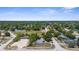 An aerial view of a property in a residential area, highlighting its location among mature trees and surrounding homes at 4499 Collins Rd, Spring Hill, FL 34606