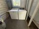 Laundry area with a modern white washer and dryer next to window at 708 Keeling St, Brooksville, FL 34601