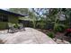 Spacious patio area featuring rocking chairs, complemented by vibrant landscaping and a wooden fence at 8260 32Nd N Ave, St Petersburg, FL 33710