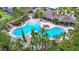 Stunning aerial view of a community pool featuring crystal-clear water and lush landscaping at 1022 Montgomery Bell Rd, Wesley Chapel, FL 33543