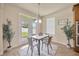 Bright dining area with patio access, a modern chandelier, and seating for four at 1229 Hillandale Reserve Dr, Tampa, FL 33613