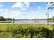 Scenic view of the lake offering walking paths and manicured grounds and the buildings across the water at 12353 Bayou Flats Ln, Tampa, FL 33635