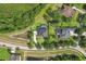 Stunning aerial view of a private home with a backyard pool, lush landscaping, and mature trees at 19803 Prince Benjamin Dr, Lutz, FL 33549