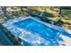Aerial view of a sparkling community pool, lined with comfortable seating and lush landscaping at 2212 Portside Psge, Palm Harbor, FL 34685