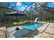 Inviting screened-in pool featuring a slide, umbrella, and integrated spa, perfect for relaxation and outdoor fun at 27338 Elkwood Cir, Wesley Chapel, FL 33544