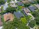 Overhead view of a private backyard with a swimming pool, surrounded by lush greenery in a serene neighborhood at 3909 Valrico Grove Dr, Valrico, FL 33594