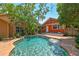 Inviting pool nestled between two homes and lush, tropical landscaping at 506 S Melville Ave, Tampa, FL 33606