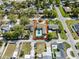Aerial view of a well-maintained property with a large pool, surrounded by lush greenery and neighborhood charm at 715 39Th Ne Ave, St Petersburg, FL 33703