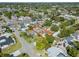 Aerial view of the property with a red outline, showcasing the home's location within a vibrant neighborhood at 715 39Th Ne Ave, St Petersburg, FL 33703