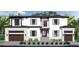 Modern two-story home with black frame windows, a multi-car garage, and professionally landscaped front yard at 944 31St Ne Ter, St Petersburg, FL 33704