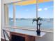 Expansive window view overlooking the water with desk and potted plant in a condo at 100 Bluff View Dr # 404C, Belleair Bluffs, FL 33770
