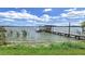 Picturesque lake view with a private wooden dock extending into the calm waters of Lake Thonotosassa at 11337 Knights Griffin Rd, Thonotosassa, FL 33592