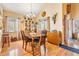 This formal dining room boasts beautiful wood floors, natural light, and a classic chandelier for elegant dining experiences at 15202 Heathridge Dr, Tampa, FL 33625