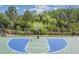 Close-up of a community basketball court with a green and blue painted surface at 4583 Barletta Ct, Wesley Chapel, FL 33543