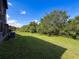 Large backyard featuring green grass and mature trees at 507 E Curlew Pl, Tarpon Springs, FL 34689