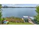 Scenic lake view featuring a covered dock and boat lifts at 5109 Vinson Dr, Tampa, FL 33610