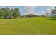 A spacious backyard including the house, a gas tank, a playground, and some trees at 611 Robinson Oaks Ln, Plant City, FL 33567