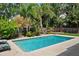 Backyard pool area surrounded by well maintained landscaping at 7304 Lakeside Blvd, Tampa, FL 33614